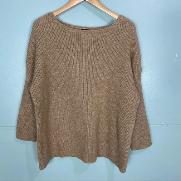 Polo Ralph Lauren Knit Chunky Tan Camel Sweater Pullover Sz M Alpaca Blend - Picture 1 of 5